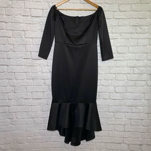 Black Off the Shoulder Midi Dress Large Women's